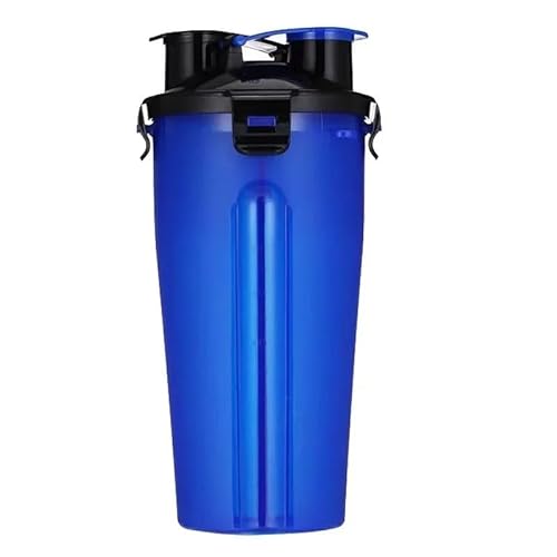 TRgqify-KM 2 IN 1 Hunde-Reise-Wasserflasche, zusammenklappbarer Tiernahrungsbehälter mit zusammenklappbarem Outdoor-Doppelt-Näpfen for den Außenbereich (Color : Blue Bottle) von TRgqify-KM
