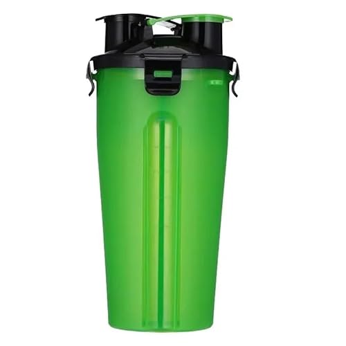 TRgqify-KM 2 IN 1 Hunde-Reise-Wasserflasche, zusammenklappbarer Tiernahrungsbehälter mit zusammenklappbarem Outdoor-Doppelt-Näpfen for den Außenbereich (Color : Green Bottle) von TRgqify-KM