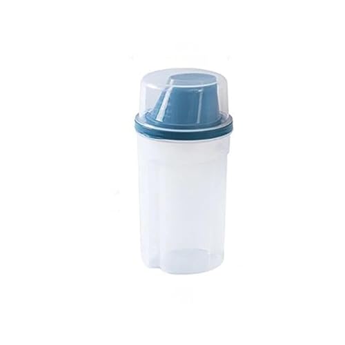 TRgqify-KM Katze Hund 1/1,5 Liter Kunststoff-Futterbehälter mit Messbecher, feuchtigkeitsbeständiges, versiegeltes Glas, Heimtierbedarf (Color : 1L Blue) von TRgqify-KM