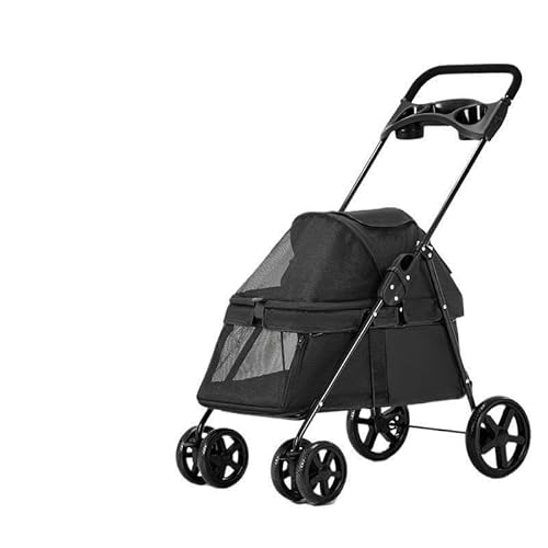 TRgqify-KM Kinderwagen for Hunde, Außenhandel, Aluminiumlegierung, zusammenklappbar, Mini, leicht, zusammenklappbar, Kinderwagen, Outdoor, Camping (Color : Black) von TRgqify-KM