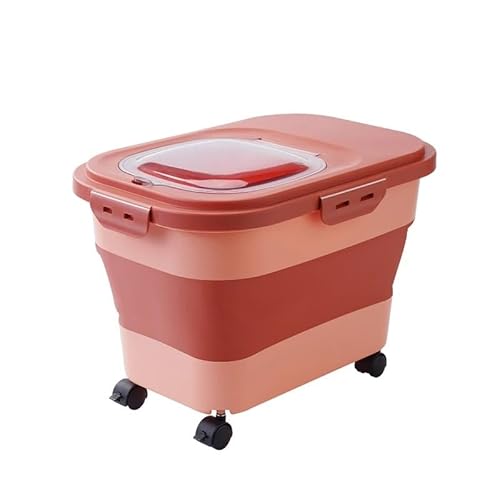 TRgqify-KM Zusammenklappbarer Katzen- und Hundefutter-Organizer, Katzen-Trockenfutterbox mit Deckel, luftdichter Verschluss, Küchen-Müsli-Reis-Organizer (Color : P Capacity 33 lb) von TRgqify-KM