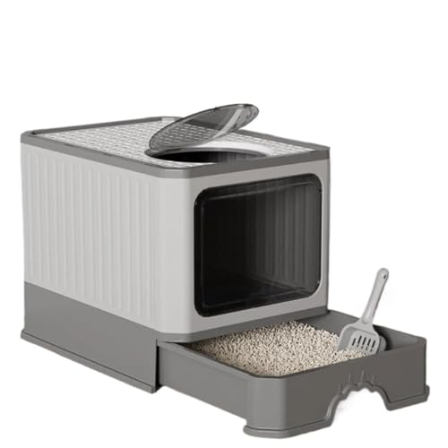 Zusammenklappbare Katzentoilette, große Haustiertoilette for Katzen, abgedeckt und versiegelt, große Kapazität for Katzentoilette, ideal for Kätzchen und erwachsene Katzen, geeignet for verschiedene K Zusammenklappbare Katzentoilette, große Haustiertoilette for Katzen, abgedeckt und versiegelt, große Kapazität for Katzentoilette, ideal for Kätzchen und erwachsene Katzen, geeignet for verschiedene K von TRgqify-KM