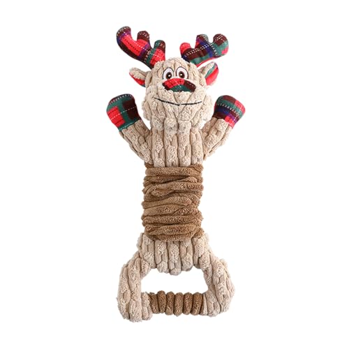 TSBB Christmas Squeaky Stuffed Dogs Chew Toy Soft Cleaning Massage Toy Pet Christmas Style Stretchable Molar Pet Supplies von TSBB