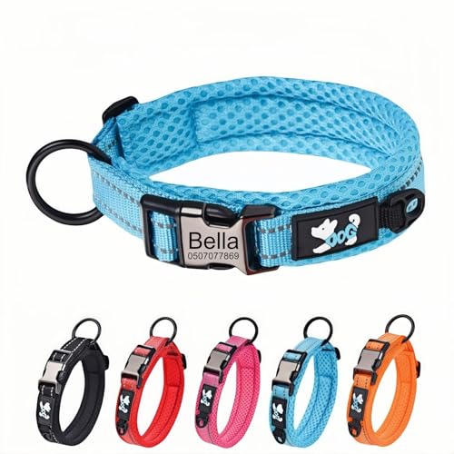 Hundehalsband und Leine, personalisierbar, weich gepolstert, strapazierfähig, verstellbar für kleine, mittelgroße und große Hunde, modisches Haustierzubehör mit reflektierenden Sicherheitsfunktionen Hundehalsband und Leine, personalisierbar, weich gepolstert, strapazierfähig, verstellbar für kleine, mittelgroße und große Hunde, modisches Haustierzubehör mit reflektierenden Sicherheitsfunktionen von TSD