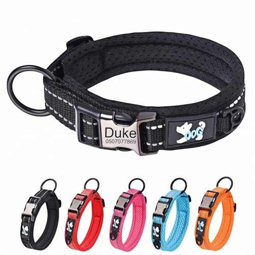 Hundehalsband und Leine, personalisierbar, weich gepolstert, strapazierfähig, verstellbar für kleine, mittelgroße und große Hunde, modisches Haustierzubehör mit reflektierenden Sicherheitsfunktionen Hundehalsband und Leine, personalisierbar, weich gepolstert, strapazierfähig, verstellbar für kleine, mittelgroße und große Hunde, modisches Haustierzubehör mit reflektierenden Sicherheitsfunktionen von TSD