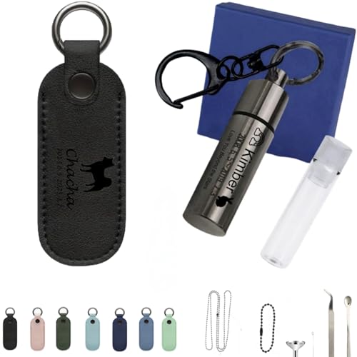 Personalisierte Halskette für Asche, Gedenkanhänger mit Glasröhre, gravierter Name, Edelstahl-Urnenschmuck für geliebte Menschen, Haustiere, Hunde, Katzen, inklusive PU-Schutzhülle und Halskette Personalisierte Halskette für Asche, Gedenkanhänger mit Glasröhre, gravierter Name, Edelstahl-Urnenschmuck für geliebte Menschen, Haustiere, Hunde, Katzen, inklusive PU-Schutzhülle und Halskette von TSD