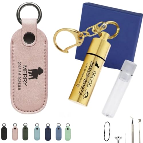 Personalisierte Halskette für Asche, Gedenkanhänger mit Glasröhre, gravierter Name, Edelstahl-Urnenschmuck für geliebte Menschen, Haustiere, Hunde, Katzen, inklusive PU-Schutzhülle und Halskette Personalisierte Halskette für Asche, Gedenkanhänger mit Glasröhre, gravierter Name, Edelstahl-Urnenschmuck für geliebte Menschen, Haustiere, Hunde, Katzen, inklusive PU-Schutzhülle und Halskette von TSD