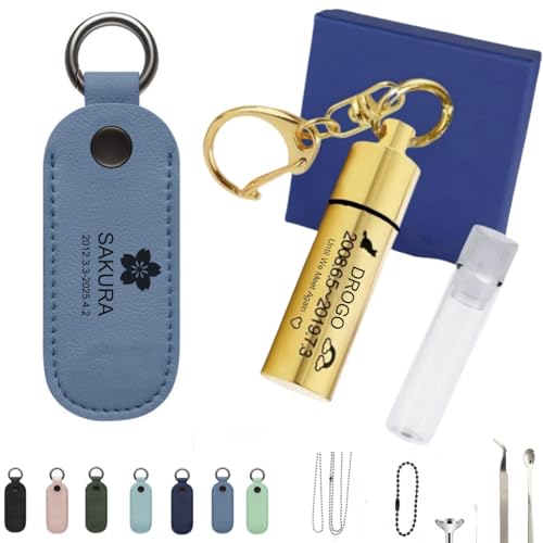 Personalisierte Halskette für Asche, Gedenkanhänger mit Glasröhre, gravierter Name, Edelstahl-Urnenschmuck für geliebte Menschen, Haustiere, Hunde, Katzen, inklusive PU-Schutzhülle und Halskette Personalisierte Halskette für Asche, Gedenkanhänger mit Glasröhre, gravierter Name, Edelstahl-Urnenschmuck für geliebte Menschen, Haustiere, Hunde, Katzen, inklusive PU-Schutzhülle und Halskette von TSD
