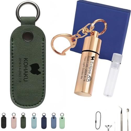 Personalisierte Halskette für Asche, Gedenkanhänger mit Glasröhre, gravierter Name, Edelstahl-Urnenschmuck für geliebte Menschen, Haustiere, Hunde, Katzen, inklusive PU-Schutzhülle und Halskette Personalisierte Halskette für Asche, Gedenkanhänger mit Glasröhre, gravierter Name, Edelstahl-Urnenschmuck für geliebte Menschen, Haustiere, Hunde, Katzen, inklusive PU-Schutzhülle und Halskette von TSD