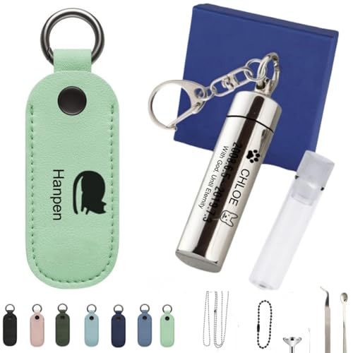 Personalisierte Halskette für Asche, Gedenkanhänger mit Glasröhre, gravierter Name, Edelstahl-Urnenschmuck für geliebte Menschen, Haustiere, Hunde, Katzen, inklusive PU-Schutzhülle und Halskette Personalisierte Halskette für Asche, Gedenkanhänger mit Glasröhre, gravierter Name, Edelstahl-Urnenschmuck für geliebte Menschen, Haustiere, Hunde, Katzen, inklusive PU-Schutzhülle und Halskette von TSD