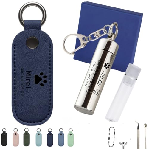 Personalisierte Halskette für Asche, Gedenkanhänger mit Glasröhre, gravierter Name, Edelstahl-Urnenschmuck für geliebte Menschen, Haustiere, Hunde, Katzen, inklusive PU-Schutzhülle und Halskette Personalisierte Halskette für Asche, Gedenkanhänger mit Glasröhre, gravierter Name, Edelstahl-Urnenschmuck für geliebte Menschen, Haustiere, Hunde, Katzen, inklusive PU-Schutzhülle und Halskette von TSD