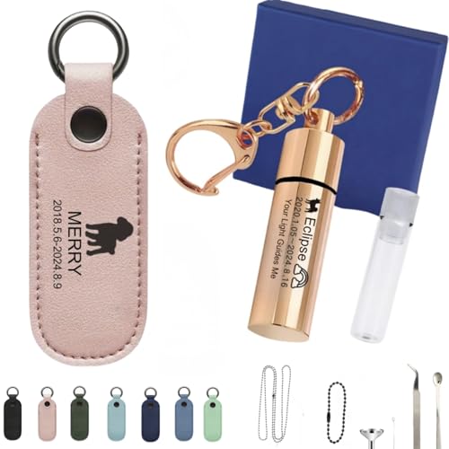 Personalisierte Halskette für Asche, Gedenkanhänger mit Glasröhre, gravierter Name, Edelstahl-Urnenschmuck für geliebte Menschen, Haustiere, Hunde, Katzen, inklusive PU-Schutzhülle und Halskette Personalisierte Halskette für Asche, Gedenkanhänger mit Glasröhre, gravierter Name, Edelstahl-Urnenschmuck für geliebte Menschen, Haustiere, Hunde, Katzen, inklusive PU-Schutzhülle und Halskette von TSD