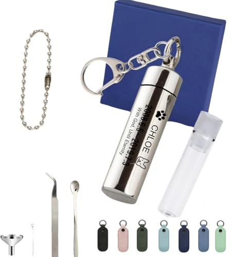 Personalisierter Asche-Anhänger für Einäscherung, Gedenk-Halskette, graviert mit Namen, Datum, Nachricht, Edelstahl-Urnenschmuck mit versiegeltem Glasrohr, wasserdicht und sicherer PU-Beutel Personalisierter Asche-Anhänger für Einäscherung, Gedenk-Halskette, graviert mit Namen, Datum, Nachricht, Edelstahl-Urnenschmuck mit versiegeltem Glasrohr, wasserdicht und sicherer PU-Beutel von TSD