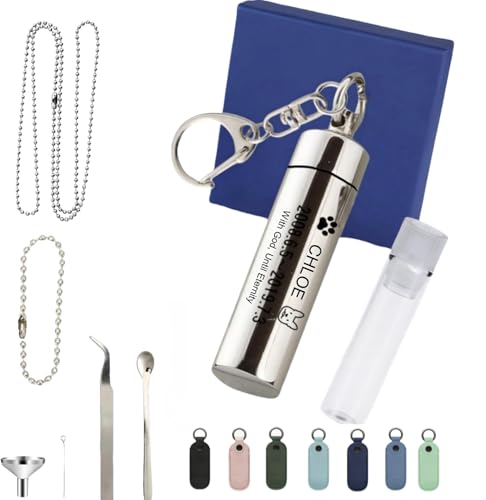 Personalisierter Asche-Anhänger für Einäscherung, Gedenk-Halskette, graviert mit Namen, Datum, Nachricht, Edelstahl-Urnenschmuck mit versiegeltem Glasrohr, wasserdicht und sicherer PU-Beutel Personalisierter Asche-Anhänger für Einäscherung, Gedenk-Halskette, graviert mit Namen, Datum, Nachricht, Edelstahl-Urnenschmuck mit versiegeltem Glasrohr, wasserdicht und sicherer PU-Beutel von TSD
