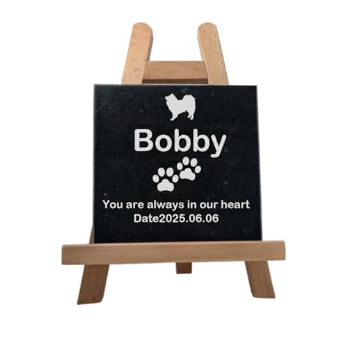 Personalisierter Granit-Gedenkstein für Haustiere mit Holzständer, personalisierbar, Pfotenabdruck, Namen, Daten, Grabstein für Hund, Katze, Kaninchen, Innen- und Außenbereich, Garten, Markierung für Personalisierter Granit-Gedenkstein für Haustiere mit Holzständer, personalisierbar, Pfotenabdruck, Namen, Daten, Grabstein für Hund, Katze, Kaninchen, Innen- und Außenbereich, Garten, Markierung für von TSD