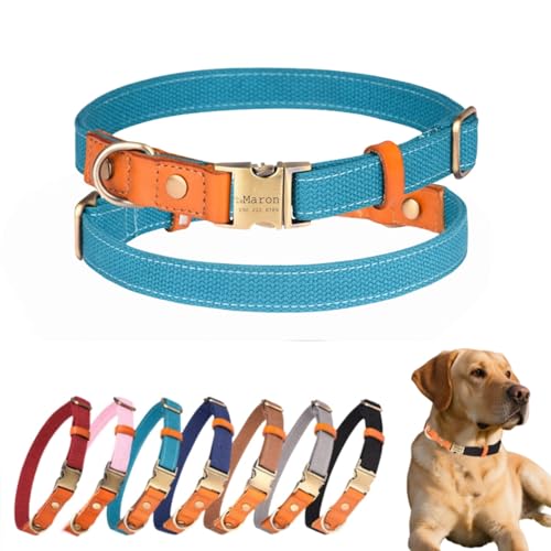 Personalisiertes Hundehalsband, personalisierbar, mit Namen und Muster, verstellbar, Nylon, Leder, mit Metallschnalle, für kleine, mittelgroße und große Hunde, gravierte Telefonnummer, leicht und Personalisiertes Hundehalsband, personalisierbar, mit Namen und Muster, verstellbar, Nylon, Leder, mit Metallschnalle, für kleine, mittelgroße und große Hunde, gravierte Telefonnummer, leicht und von TSD