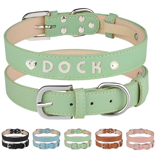 Personalisiertes Hundehalsband aus Leder mit individuellem Namen, verstellbares graviertes Haustierhalsband für kleine, mittelgroße und große Hunde, Welpen, strapazierfähiges Lederhalsband für Katzen Personalisiertes Hundehalsband aus Leder mit individuellem Namen, verstellbares graviertes Haustierhalsband für kleine, mittelgroße und große Hunde, Welpen, strapazierfähiges Lederhalsband für Katzen von TSD
