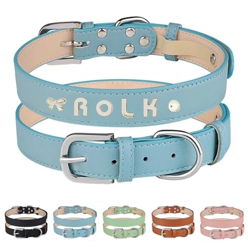 Personalisiertes Hundehalsband aus Leder mit individuellem Namen, verstellbares graviertes Haustierhalsband für kleine, mittelgroße und große Hunde, Welpen, strapazierfähiges Lederhalsband für Katzen Personalisiertes Hundehalsband aus Leder mit individuellem Namen, verstellbares graviertes Haustierhalsband für kleine, mittelgroße und große Hunde, Welpen, strapazierfähiges Lederhalsband für Katzen von TSD