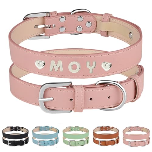 Personalisiertes Hundehalsband aus Leder mit individuellem Namen, verstellbares graviertes Haustierhalsband für kleine, mittelgroße und große Hunde, Welpen, strapazierfähiges Lederhalsband für Katzen Personalisiertes Hundehalsband aus Leder mit individuellem Namen, verstellbares graviertes Haustierhalsband für kleine, mittelgroße und große Hunde, Welpen, strapazierfähiges Lederhalsband für Katzen von TSD