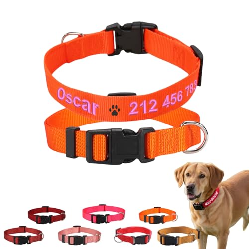 Personalisiertes Hundehalsband mit gesticktem Namen und Telefonnummer, ultraleichtes Katzenhalsband für kleine, mittelgroße und große Hunde, verstellbares Nylon-Haustier-ID-Halsband mit individuellem Personalisiertes Hundehalsband mit gesticktem Namen und Telefonnummer, ultraleichtes Katzenhalsband für kleine, mittelgroße und große Hunde, verstellbares Nylon-Haustier-ID-Halsband mit individuellem von TSD