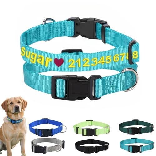 Personalisiertes Hundehalsband mit gesticktem Namen und Telefonnummer, ultraleichtes Katzenhalsband für kleine, mittelgroße und große Hunde, verstellbares Nylon-Haustier-ID-Halsband mit individuellem Personalisiertes Hundehalsband mit gesticktem Namen und Telefonnummer, ultraleichtes Katzenhalsband für kleine, mittelgroße und große Hunde, verstellbares Nylon-Haustier-ID-Halsband mit individuellem von TSD