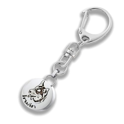 TSD Gedenk-Schlüsselanhänger, personalisierbar, graviert, Haustier-Porträt-Urne für Asche, Edelstahl, Gedenkschmuck für Cremains oder Fell, individueller Name, Datum und Foto – Geschenk für Hunde und von TSD