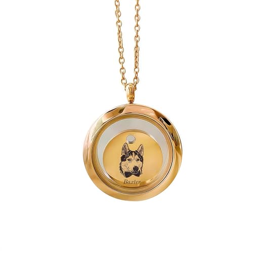 TSD Haustier-Pelzhalskette, personalisierbares Haar-Medaillon, Andenken, individuelle Haustier-Gedenk-Halskette, Edelstahl, Feuerbestattungsschmuck, Anhänger für Hund, Katze, Asche, Gravur, Portrait TSD Haustier-Pelzhalskette, personalisierbares Haar-Medaillon, Andenken, individuelle Haustier-Gedenk-Halskette, Edelstahl, Feuerbestattungsschmuck, Anhänger für Hund, Katze, Asche, Gravur, Portrait von TSD