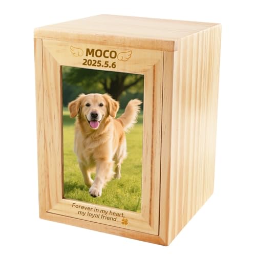 TSD Personalisierte Haustier-Urnenbox für Asche – handgefertigte Gedenkbox aus Kiefernholz mit Acryl-Bilderrahmen, personalisierter Name und Nachricht für Hund, Katze, Haustierbeerdigung, Urne TSD Personalisierte Haustier-Urnenbox für Asche – handgefertigte Gedenkbox aus Kiefernholz mit Acryl-Bilderrahmen, personalisierter Name und Nachricht für Hund, Katze, Haustierbeerdigung, Urne von TSD