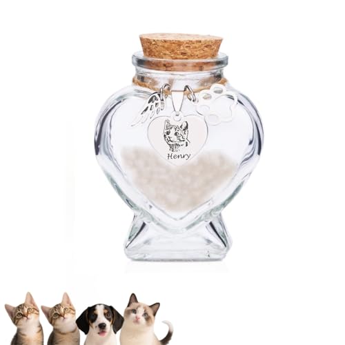 TSD Personalisierte Tierhaar-Andenken-Glasflasche für Haustierfell, Gedenkurne für Hunde, mit gravierbarem Anhänger, Katzenhaar, Asche, Verlust von Haustier, Geschenke, Regenbogenbrücke, Geschenk TSD Personalisierte Tierhaar-Andenken-Glasflasche für Haustierfell, Gedenkurne für Hunde, mit gravierbarem Anhänger, Katzenhaar, Asche, Verlust von Haustier, Geschenke, Regenbogenbrücke, Geschenk von TSD