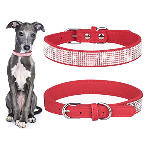 TSKDKIT Strass Welpenhalsbänder s Halsbänder Hund Klein Katze Halsbänder Einstellbar Soft Kitten Halsbänder((Rot) von TSKDKIT
