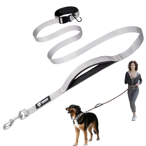TSPRO Freihandleine Hund für Mittel bis Große Hunde, Verstellbar und Dauerhaft, mit Weichem Gepolstertem Griff und Metallschnalle (Silber 25) von TSPRO