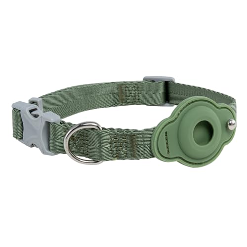 TSPRO Halsband Hund mit AirTag Halter, Verstellbar Hundehalsband für Mittel Hunde, Haltbar und Atmungsfähig für Spaziergänge, Joggen, Training (Grün Größe 2) von TSPRO