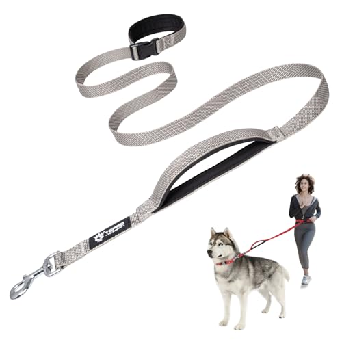 TSPRO Hands-Free Hundeleine Verstellbare Laufleine mit Kontroll-Sicherheitsgriff und robustem Verschluss für kleine, mittlere und große Hunde Grau (Gray) von TSPRO