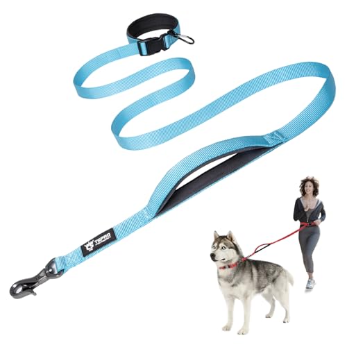 TSPRO Hands Free Hundeleine, Hundeleine Verstellbar für Mittelgroße/Große Hunde, Nylon Leine Hund Übungsleine mit Kontroll-sicherheitsgriff und Verschluss Schnalle Taktisches Blau (Tactical Blue) von TSPRO