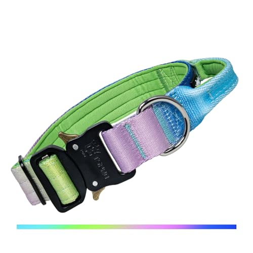 TSPRO Premium Hundehalsband mit Griff Verlauf Dickes Verstellbares Taktisches Hundehalsband Schwere Ausführung Schnellverschluss Metallschnalle für Mittelgroße bis Große Hunde (Regenbogen M) TSPRO Premium Hundehalsband mit Griff Verlauf Dickes Verstellbares Taktisches Hundehalsband Schwere Ausführung Schnellverschluss Metallschnalle für Mittelgroße bis Große Hunde (Regenbogen M) von TSPRO