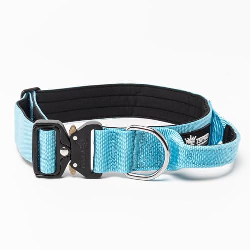 TSPRO Premium Hundehalsband mit Griff Dickes Verstellbares Taktisches Hundehalsband Schwere Ausführung Schnellverschluss Metallschnalle für Mittelgroße bis Große Hunde (Blau L) von TSPRO