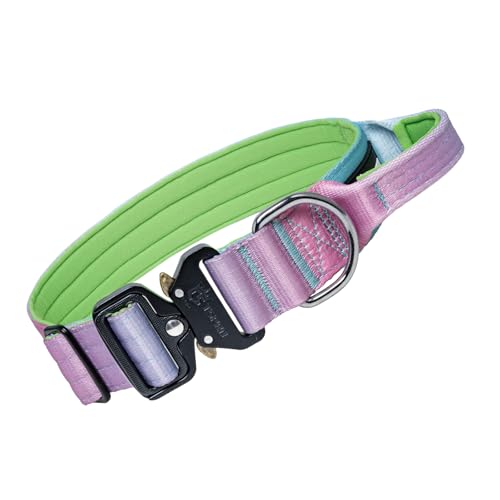 TSPRO Premium Hundehalsband mit Griff Dickes Verstellbares Taktisches Hundehalsband Schwere Ausführung Schnellverschluss Metallschnalle für Mittelgroße bis Große Hunde (Cyan Verlauf L) von TSPRO