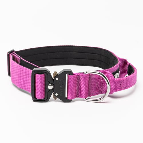 TSPRO Premium Hundehalsband mit Griff Dickes Verstellbares Taktisches Hundehalsband Schwere Ausführung Schnellverschluss Metallschnalle für Mittelgroße bis Große Hunde (Lila L) von TSPRO