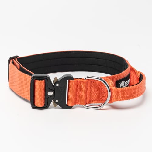 TSPRO Premium Hundehalsband mit Griff Dickes Verstellbares Taktisches Hundehalsband Schwere Ausführung Schnellverschluss Metallschnalle für Mittelgroße bis Große Hunde (Orang L) von TSPRO