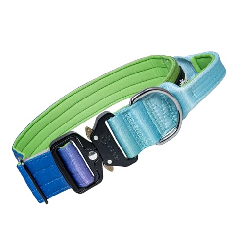 TSPRO Premium Hundehalsband mit Griff Verlauf Dickes Verstellbares Taktisches Hundehalsband Schwere Ausführung Schnellverschluss Metallschnalle für Mittelgroße bis Große Hunde (Regenbogen L) von TSPRO