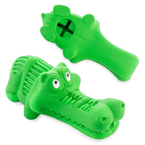 TSPRO Leckerli Spielzeug Hund, Alligator Hunde Kauspielzeug, Füllbar mit Leckerlis, Naturkautschuk Hundespielzeug, Echter Rindfleischgeschmack, für Mittelgroße Große Rassen (Alligator Green) von TSPRO