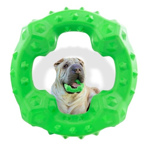 TSPRO Hundespielzeug Ring Gummi, Interaktives Hundespielzeug Kleine Hunde Wurfspielzeug, Rindfleischgeschmack Intelligenzspielzeug Kauspielzeug Hund, für Mittlere bis Große Hunde (Ring Green) von TSPRO