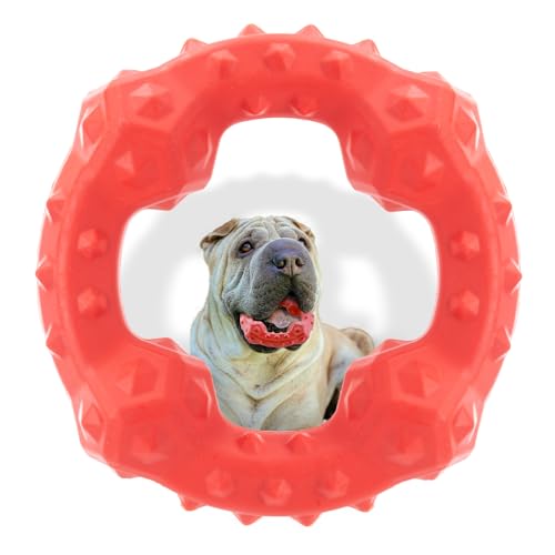 TSPRO Hundespielzeug Ring Gummi, Interaktives Hundespielzeug Kleine Hunde Wurfspielzeug, Rindfleischgeschmack Intelligenzspielzeug Kauspielzeug Hund, für Mittlere bis Große Hunde (Ring Red) von TSPRO