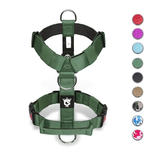 TSPRO Taktische Hundegeschirre mit Griff, 3,3 cm Breit, Militärqualität, Dick Gepolstert und Robust, Schnellverschluss-Gurtschnalle, Geeignet für Kleine Hunde Grün (for 14-23 kg Dogs, Green-S) von TSPRO