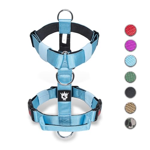 TSPRO Taktische Hundegeschirre mit Griff, 3,3 cm Breit, Militärqualität, Dick Gepolstert und Robust, Schnellverschluss-Gurtschnalle, Geeignet für Kleine Hunde Blau (for 14-23 kg Dogs, Blue-S) von TSPRO