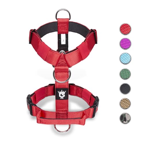 TSPRO Taktische Hundegeschirre mit Griff, 3,3 cm Breit, Militärqualität, Dick Gepolstert und Robust, Schnellverschluss-Gurtschnalle, Geeignet für Kleine Hunde Rot (for 14-23 kg Dogs, Red-S) von TSPRO