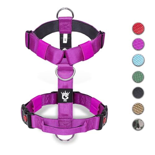 TSPRO Taktische Hundegeschirre mit Griff, 3,8 cm Breit, Militärqualität, Dick Gepolstert und Robust, Schnellverschluss-Gurtschnalle, Geeignet für Mittlere Hunde Lila (for 20-36 kg Dogs, Purple-M) von TSPRO