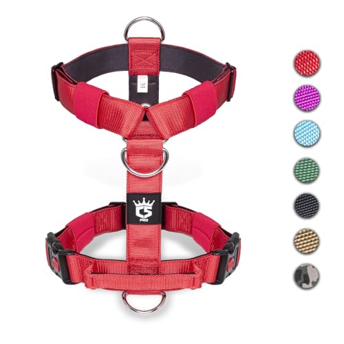 TSPRO Taktische Hundegeschirre mit Griff, 3,8 cm Breit, Militärqualität, Dick Gepolstert und Robust, Schnellverschluss-Gurtschnalle, Geeignet für Mittlere Hunde Rot (for 20-36 kg Dogs, Red-M) von TSPRO