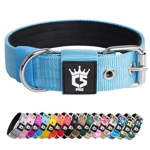TSPRO Taktisches Hundehalsband, 3.3 cm breit, Militärqualität, Starkes Hundehalsband, Dickes Hundehalsband, robuste Metallschnalle, Hundehalsband Blau-S(Blue-S) von TSPRO