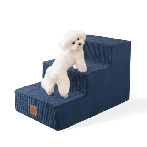 3-stufige Hundetreppe für kleine Haustiere, stabile Schaumstoff-Hundetreppe für hohe Betten, Couch, Haustiertreppe für kleine Hunde und Katzen, einfache Installation und maschinenwaschbar, für von TSYPAIRS